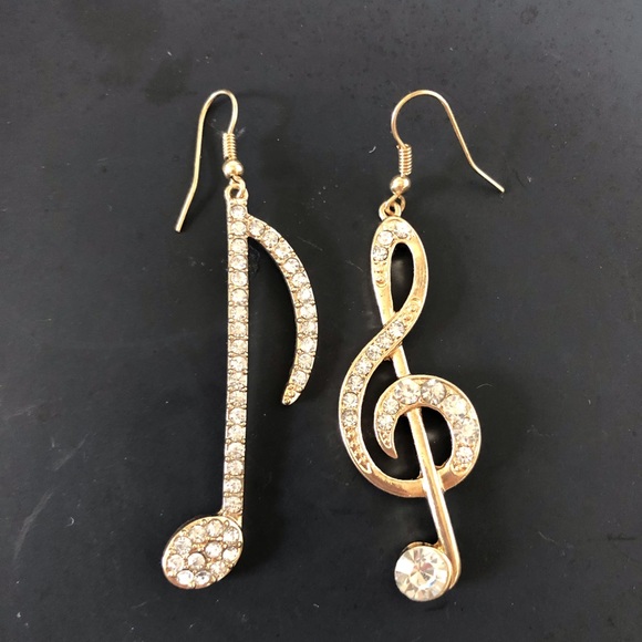 3 for $15 NEW Gold Rhinestone Music Note Earring - Picture 3 of 4
